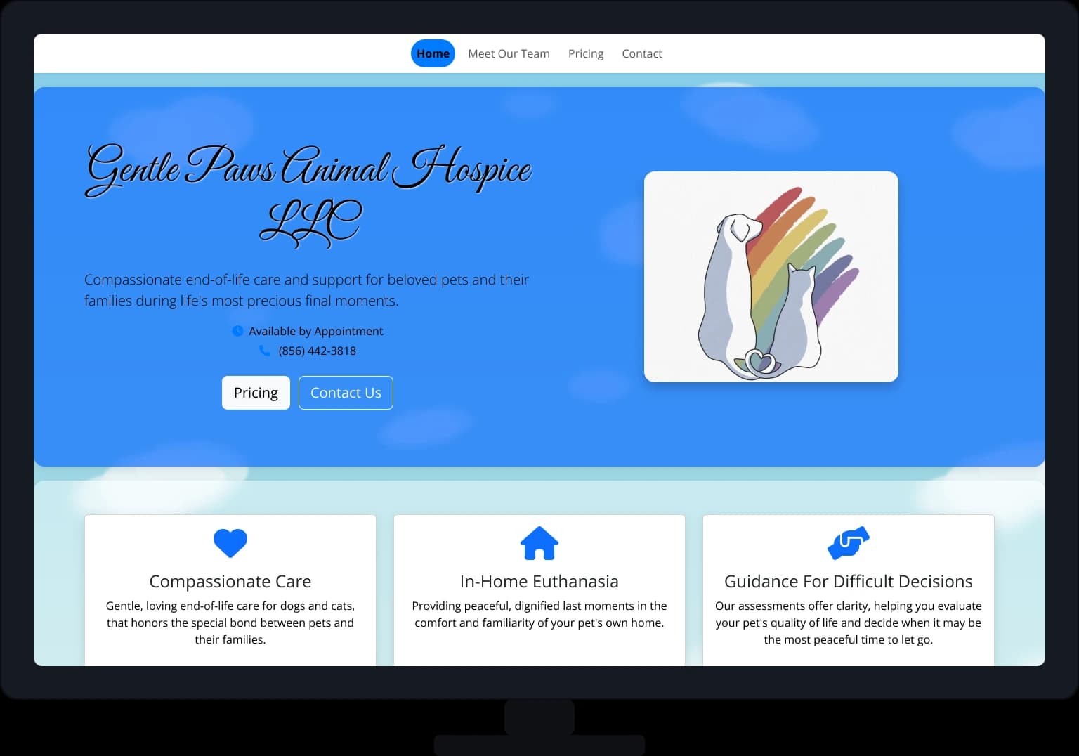 Gentle Paws Animal Hospice website built by TitanForge Technology